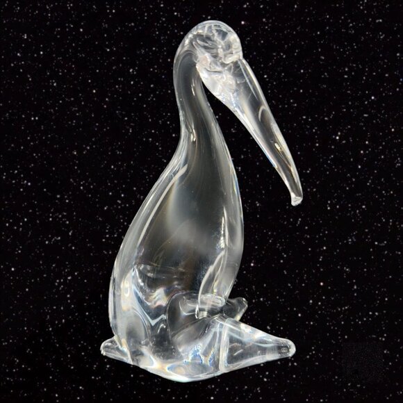 Venetian Clear Art Glass Bird Duck Clear Crystal Green Manganese 365nm UV Glow - Picture 6 of 16